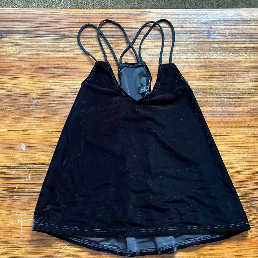 Snap Black Velvet Strappy Tank